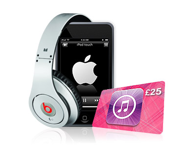 Free Beats Studio White headphones, iPod Touch + iTunes voucher